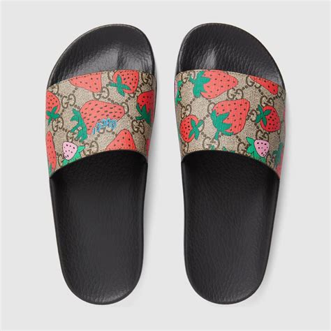 gucci cherry slides|Gucci slides women's.